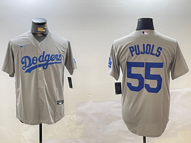 Men's Los Angeles Dodgers Albert Pujols #55 Gray Jersey